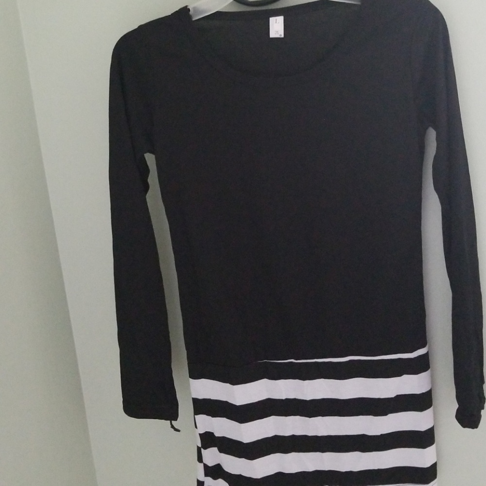 Long sleeve black shirt with stripes